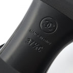 Chanel Sandals Logo Heels Black Leather — view 6