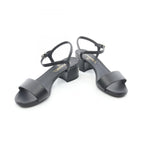 Chanel Sandals Logo Heels Black Leather — view 3