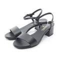 Chanel Sandals Logo Heels Black Leather