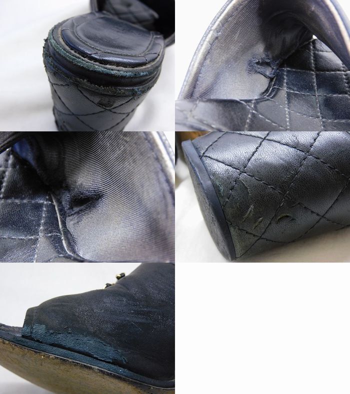 Chanel 36c CC Logo Sandals Black Leather Shoes Mani — view 7