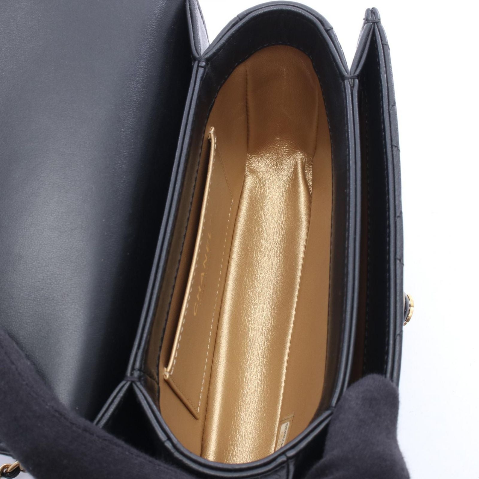 Chanel Shoulder Bag Quilted Black Leather Small Flap Chain — view 3