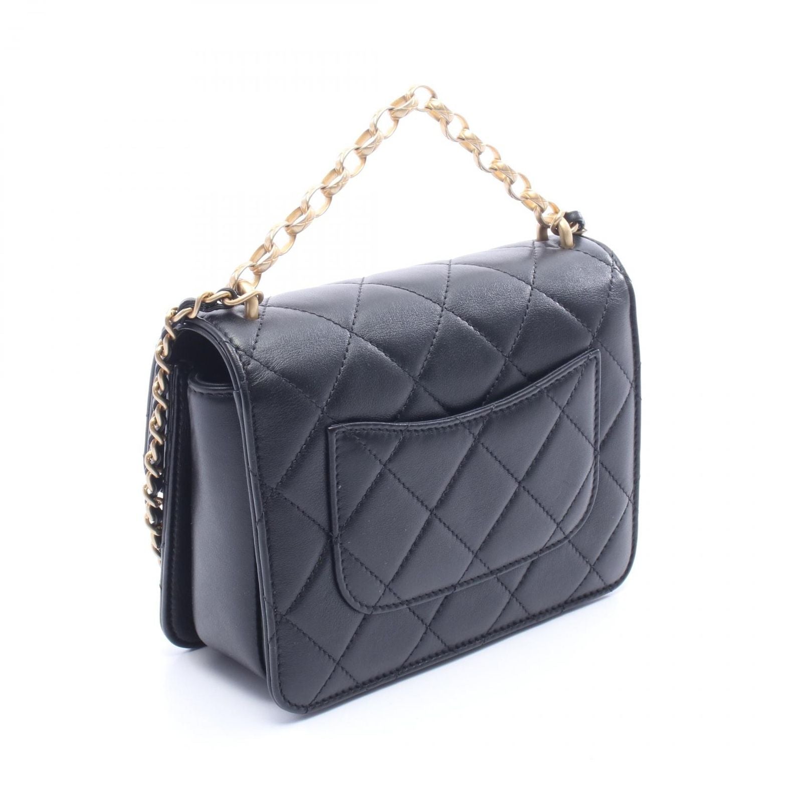 Chanel Shoulder Bag Quilted Black Leather Small Flap Chain — view 2