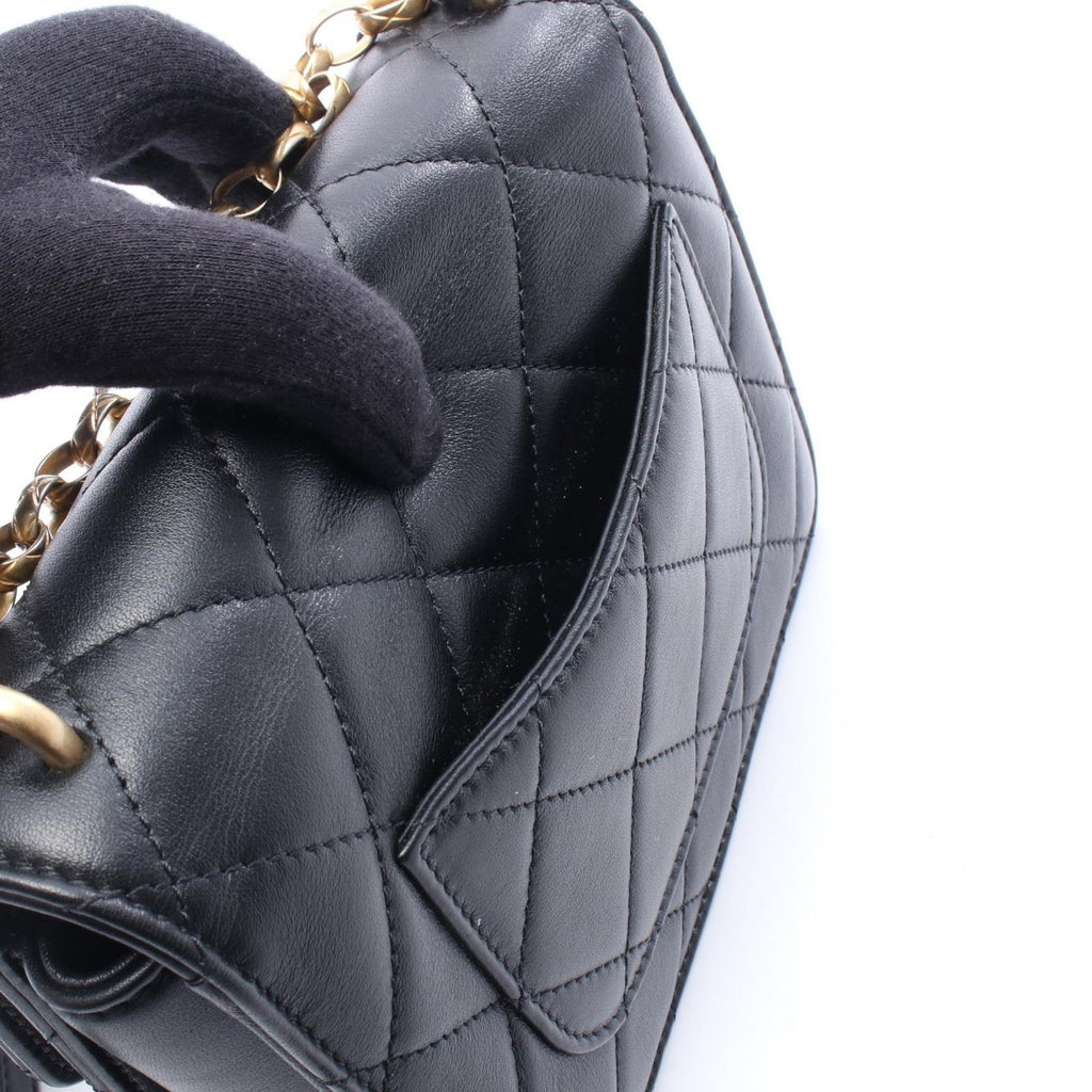 Chanel Shoulder Bag Quilted Black Leather Small Flap Chain — view 6