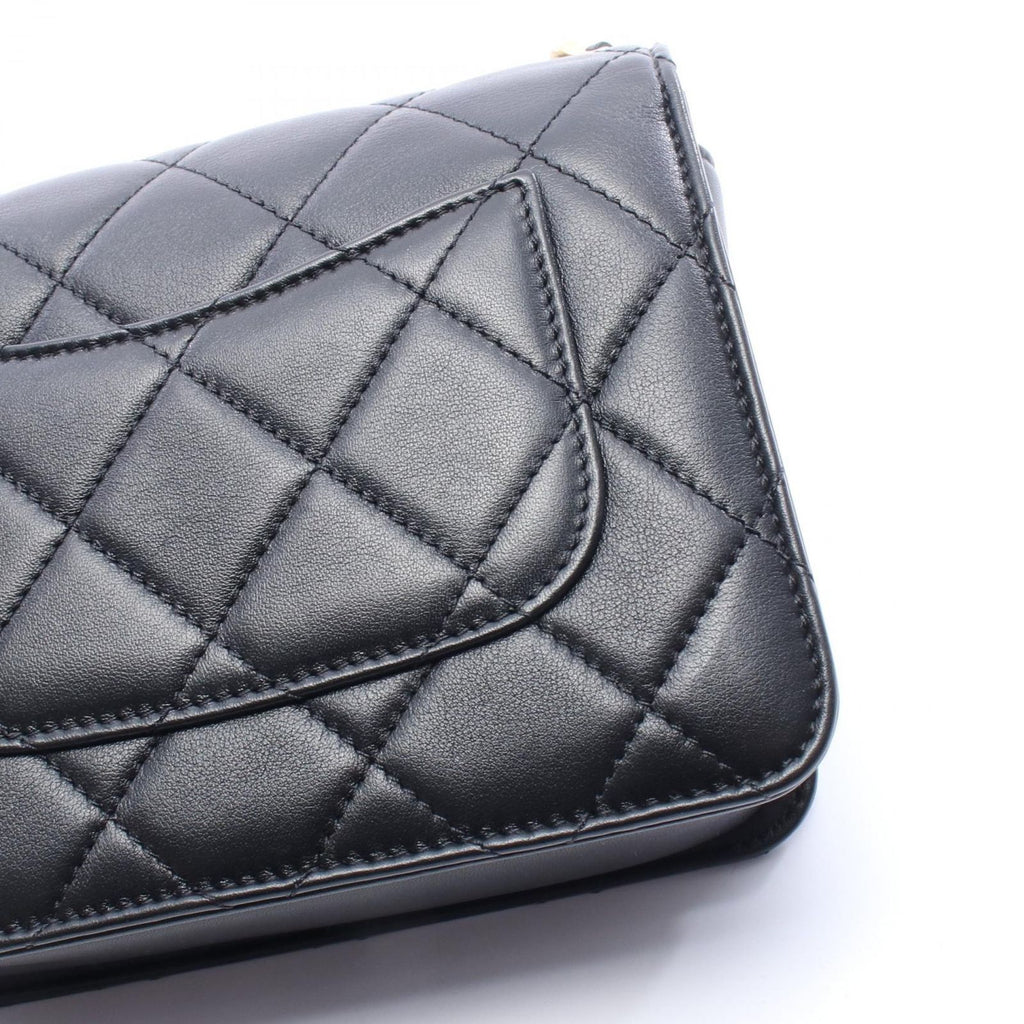 Chanel Shoulder Bag Quilted Black Leather Small Flap Chain — view 7