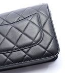 Chanel Shoulder Bag Quilted Black Leather Small Flap Chain — view 7