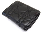 Dior Caro Hibiscus Wallet Compact Mini Black Leather — view 3