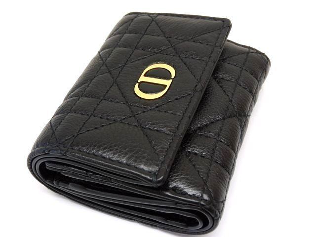 Dior Caro Hibiscus Wallet Compact Mini Black Leather — view 2