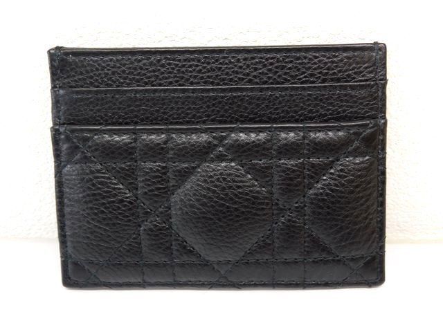 Dior Caro Frisia Card Holder Case Black Leather — view 2