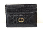 Dior Caro Frisia Card Holder Case Black Leather