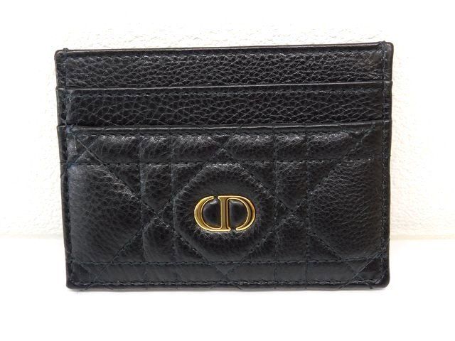 Dior Caro Frisia Card Holder Case Black Leather