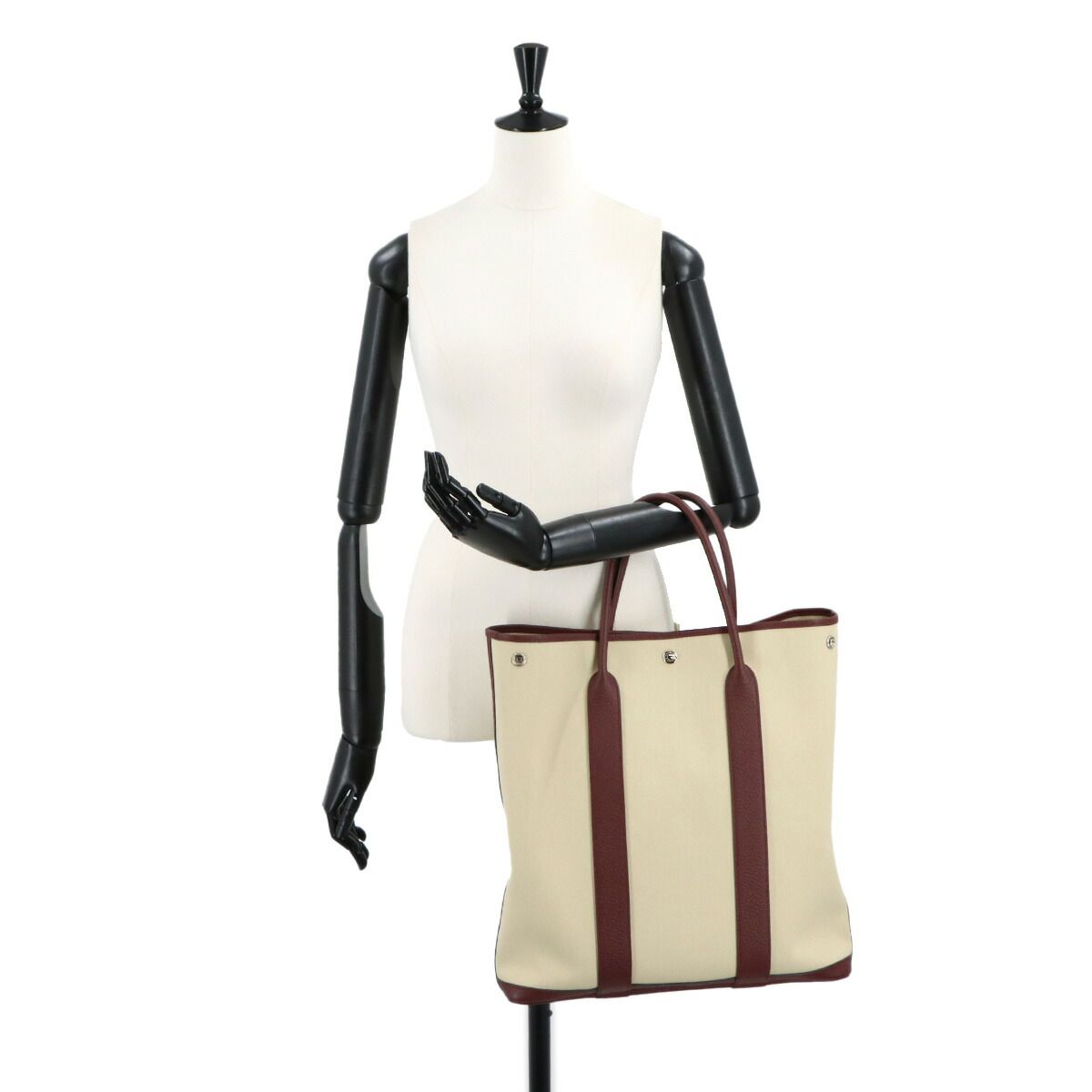 Hermes Garden File MM Tote Toile Military Negonda Beton Rouge Ash — view 9