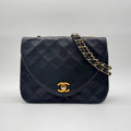 Chanel Shoulder Bag Quilted CC Logo Turnlock Gold Chain Leather Black
