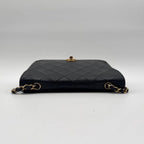 Chanel Shoulder Bag Quilted CC Logo Turnlock Gold Chain Leather Black — view 5