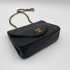 Chanel Shoulder Bag Quilted CC Logo Turnlock Gold Chain Leather Black — view 6