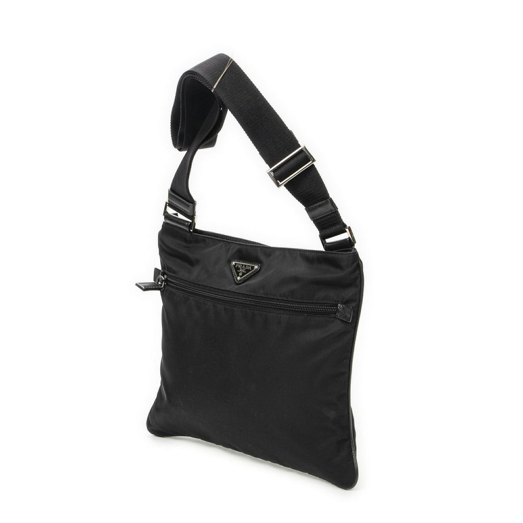 Prada Flat Messenger Crossbody Bag Black Nylon Canvas — view 2