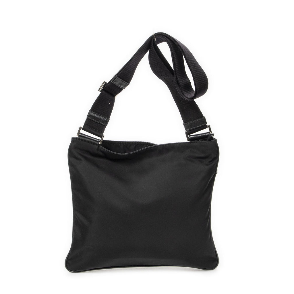 Prada Flat Messenger Crossbody Bag Black Nylon Canvas — view 5