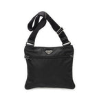 Prada Flat Messenger Crossbody Bag Black Nylon Canvas