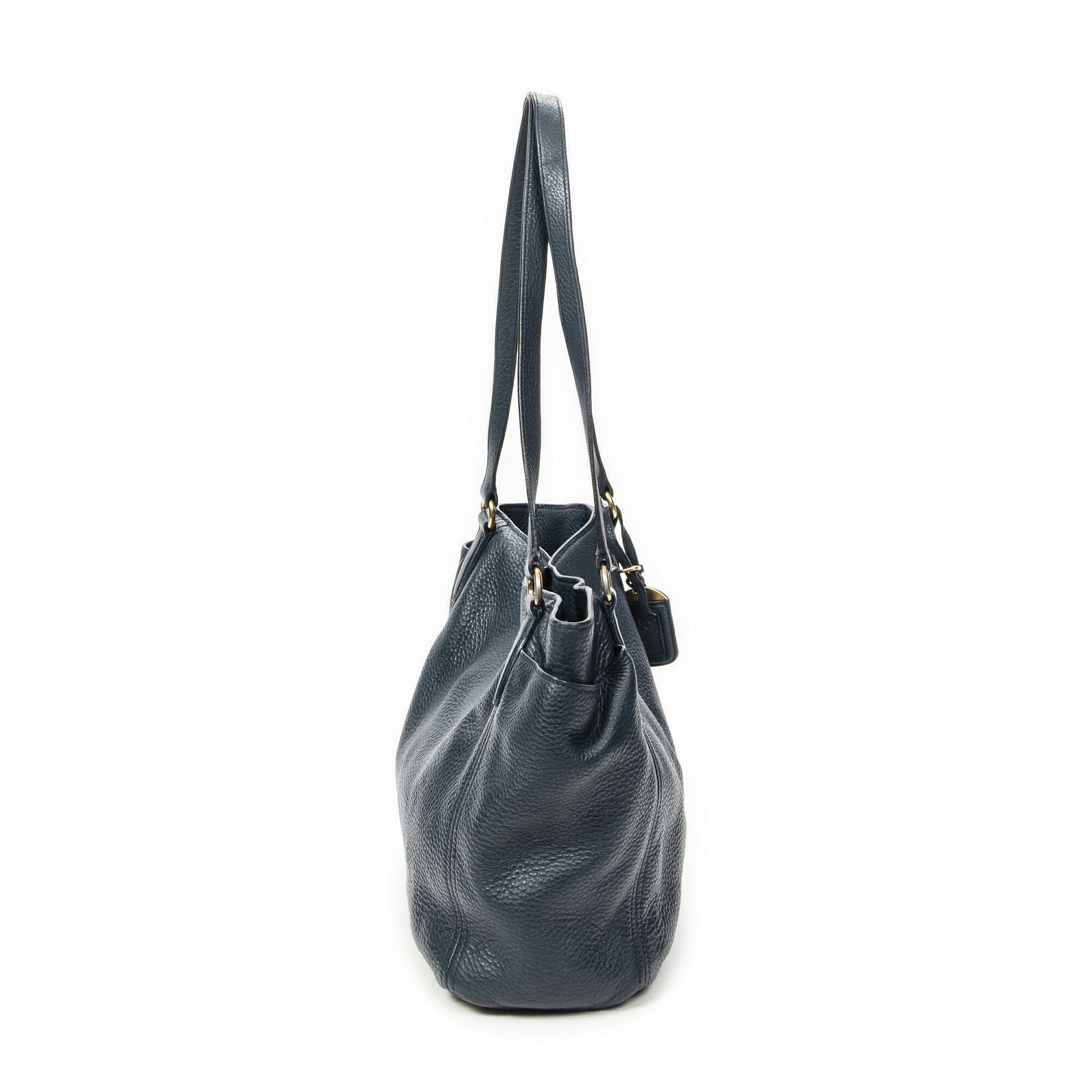 Prada Pocket Shopping Tote Dark Blue Vitello Phoenix — view 4