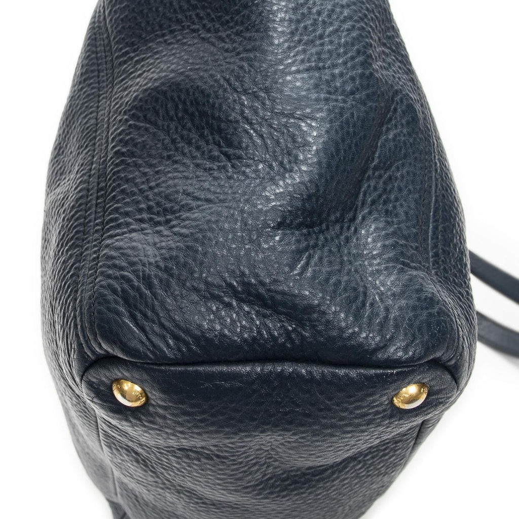 Prada Pocket Shopping Tote Dark Blue Vitello Phoenix — view 8
