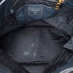 Prada Pocket Shopping Tote Dark Blue Vitello Phoenix — view 9