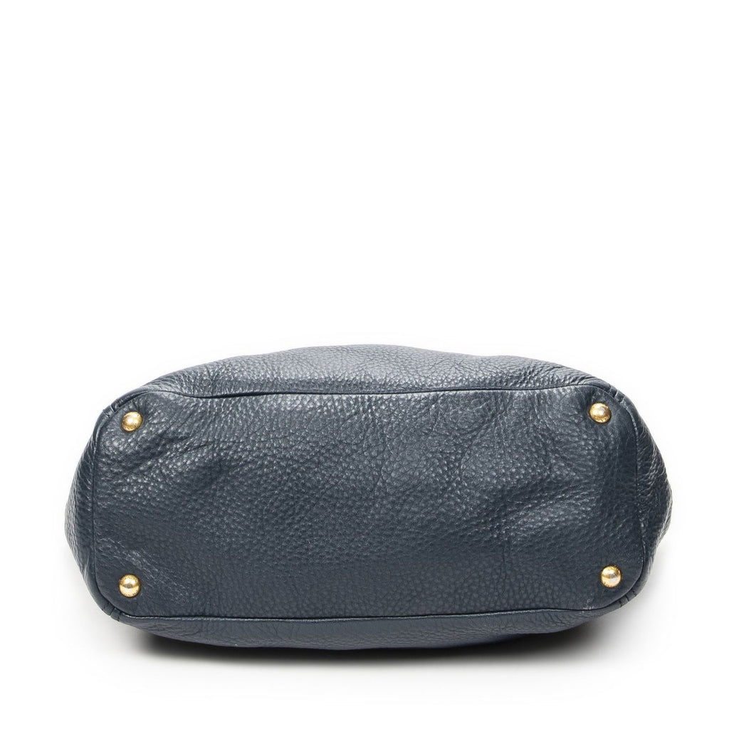 Prada Pocket Shopping Tote Dark Blue Vitello Phoenix — view 6