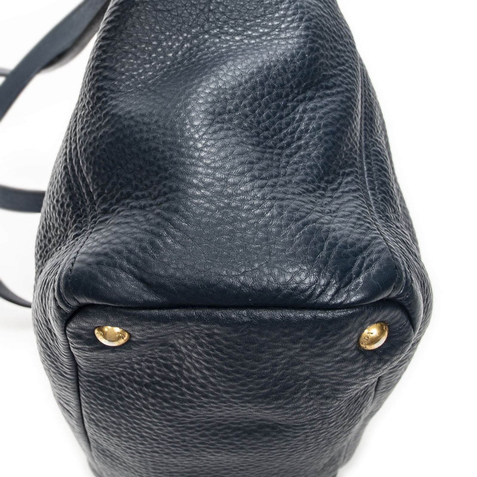 Prada Pocket Shopping Tote Dark Blue Vitello Phoenix — view 7