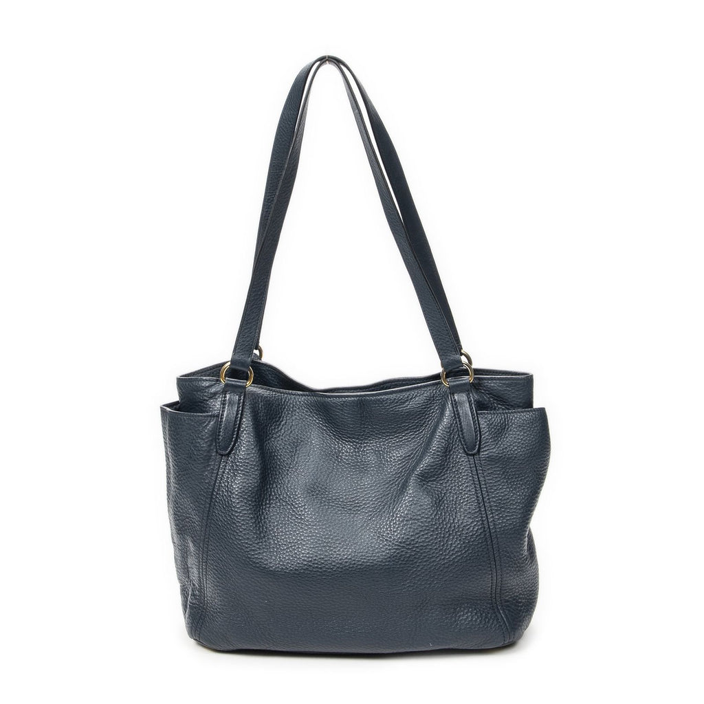 Prada Pocket Shopping Tote Dark Blue Vitello Phoenix — view 5