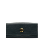 Celine Circle Logo Wallet Navy Leather