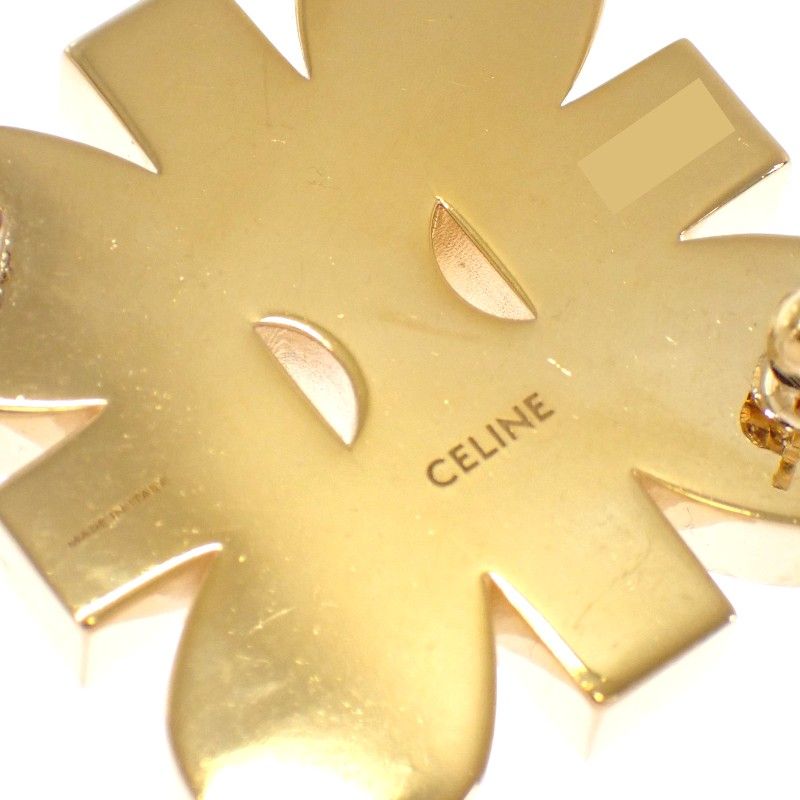 Celine Daisy Brooch Metal Gold Triomphe Crystal Flower — view 9