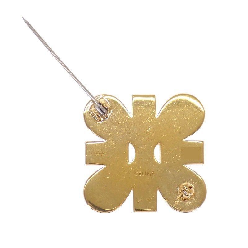 Celine Daisy Brooch Metal Gold Triomphe Crystal Flower — view 8