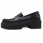 Hermes Hitch Logo Loafers Platform Moccasins Slip on Leather 37 Black — view 2