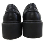 Hermes Hitch Logo Loafers Platform Moccasins Slip on Leather 37 Black — view 3