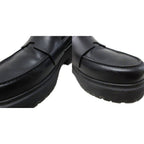 Hermes Hitch Logo Loafers Platform Moccasins Slip on Leather 37 Black — view 8