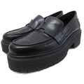 Hermes Hitch Logo Loafers Platform Moccasins Slip on Leather 37 Black