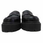 Hermes Hitch Logo Loafers Platform Moccasins Slip on Leather 37 Black — view 4