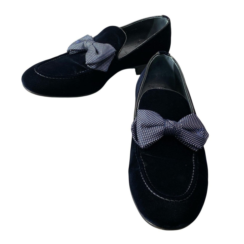 Louis Vuitton Opera Shoes LV Embroidery Ribbon 7.5 Dark Navy Velour Fabric — view 4