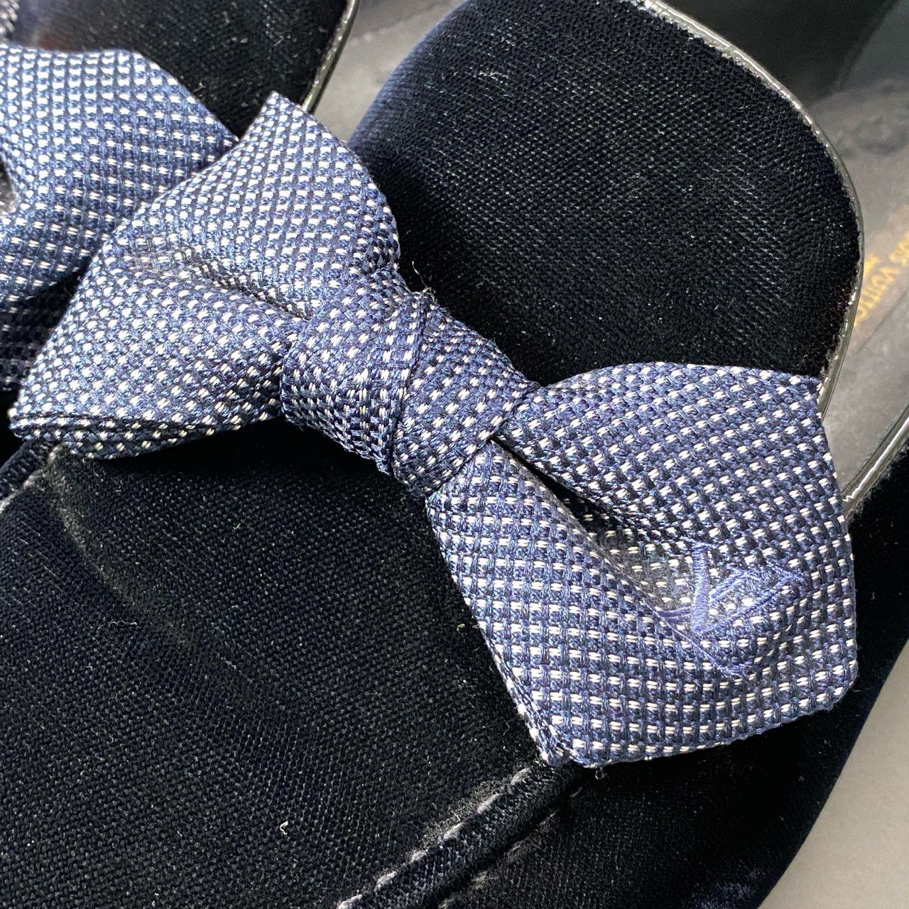 Louis Vuitton Opera Shoes LV Embroidery Ribbon 7.5 Dark Navy Velour Fabric — view 5