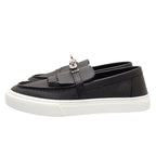 Hermes Game Slip on Sneakers Leather Black White Silver SA — view 4