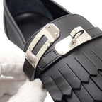 Hermes Game Slip on Sneakers Leather Black White Silver SA — view 9