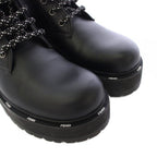 Fendi Roma Short Boots Leather Lace Up 37 Black TK — view 3