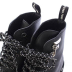 Fendi Roma Short Boots Leather Lace Up 37 Black TK — view 5