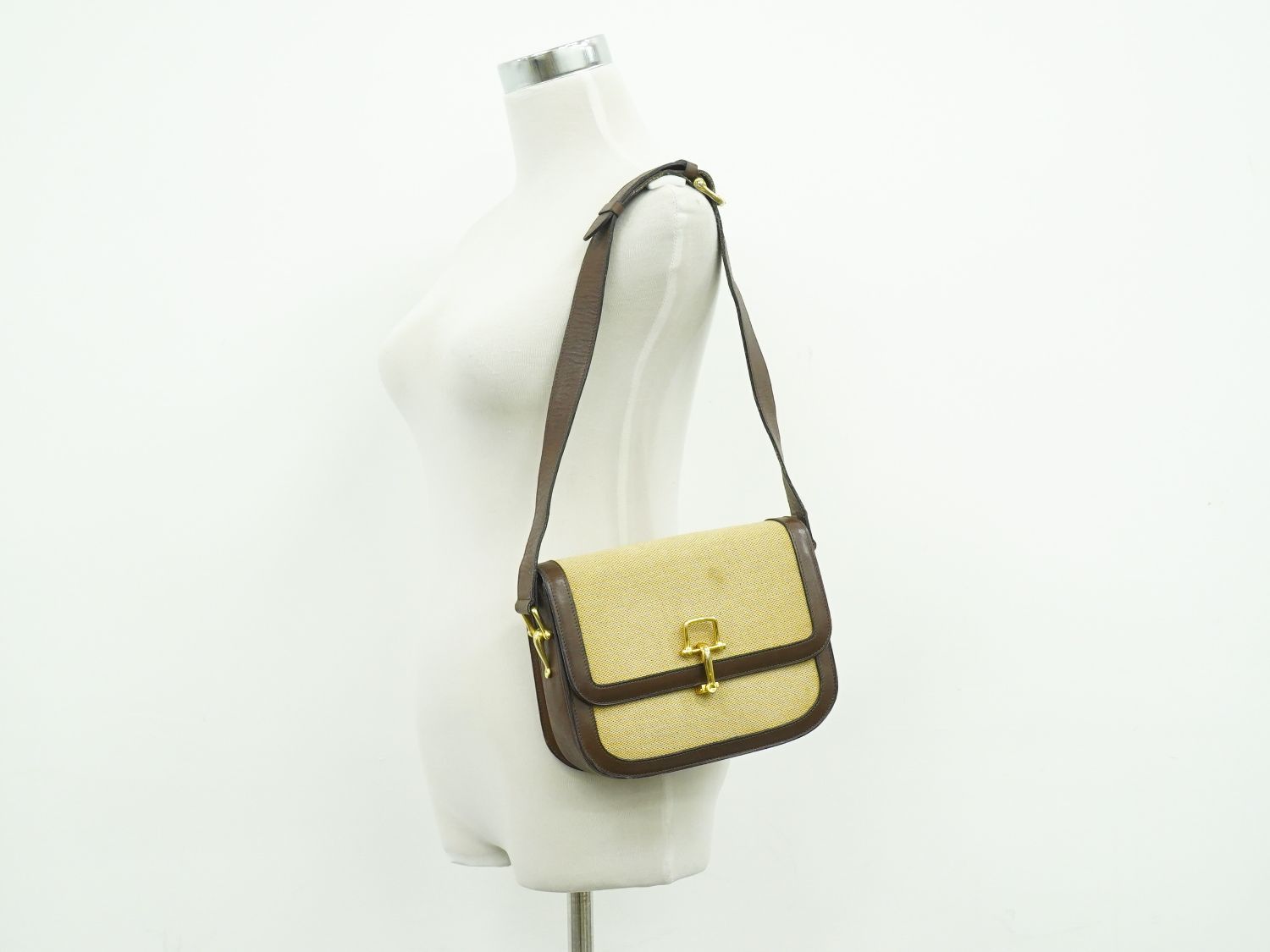Celine Canvas Shoulder Bag Beige — view 6
