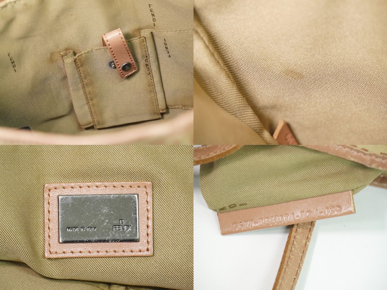 Fendi Zucchino Tote Canvas Beige Pink — view 9