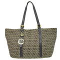 Fendi Zucchino Shoulder Bag Tote Canvas Beige