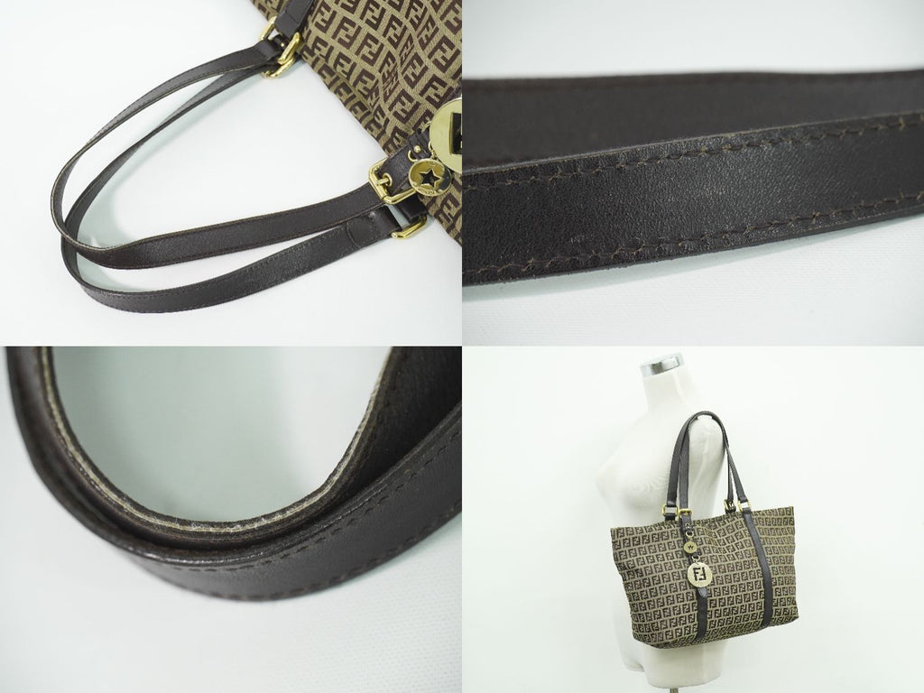Fendi Zucchino Shoulder Bag Tote Canvas Beige — view 6