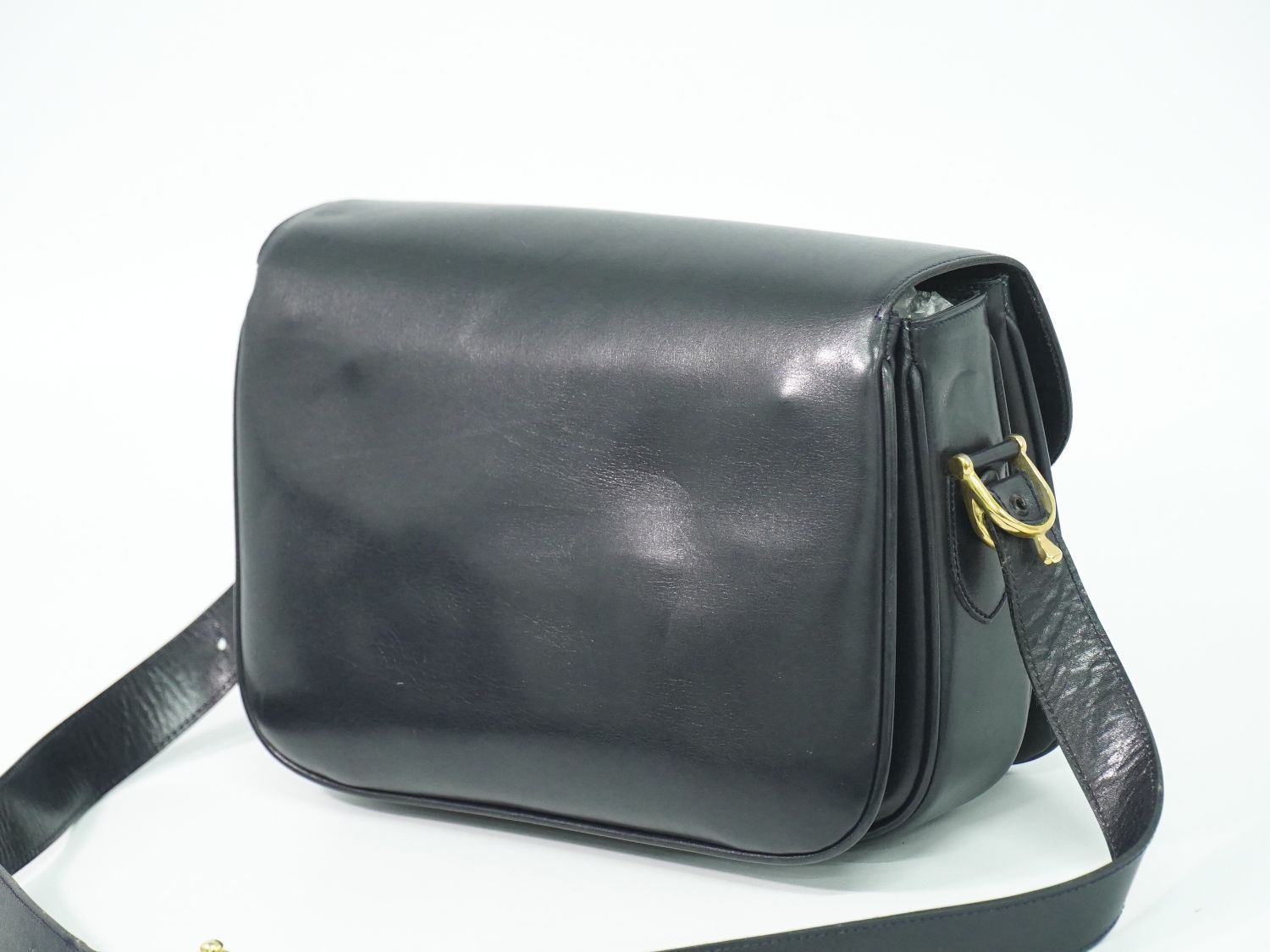 Celine Horse Shoe Shoulder Bag Leather Navy — view 2