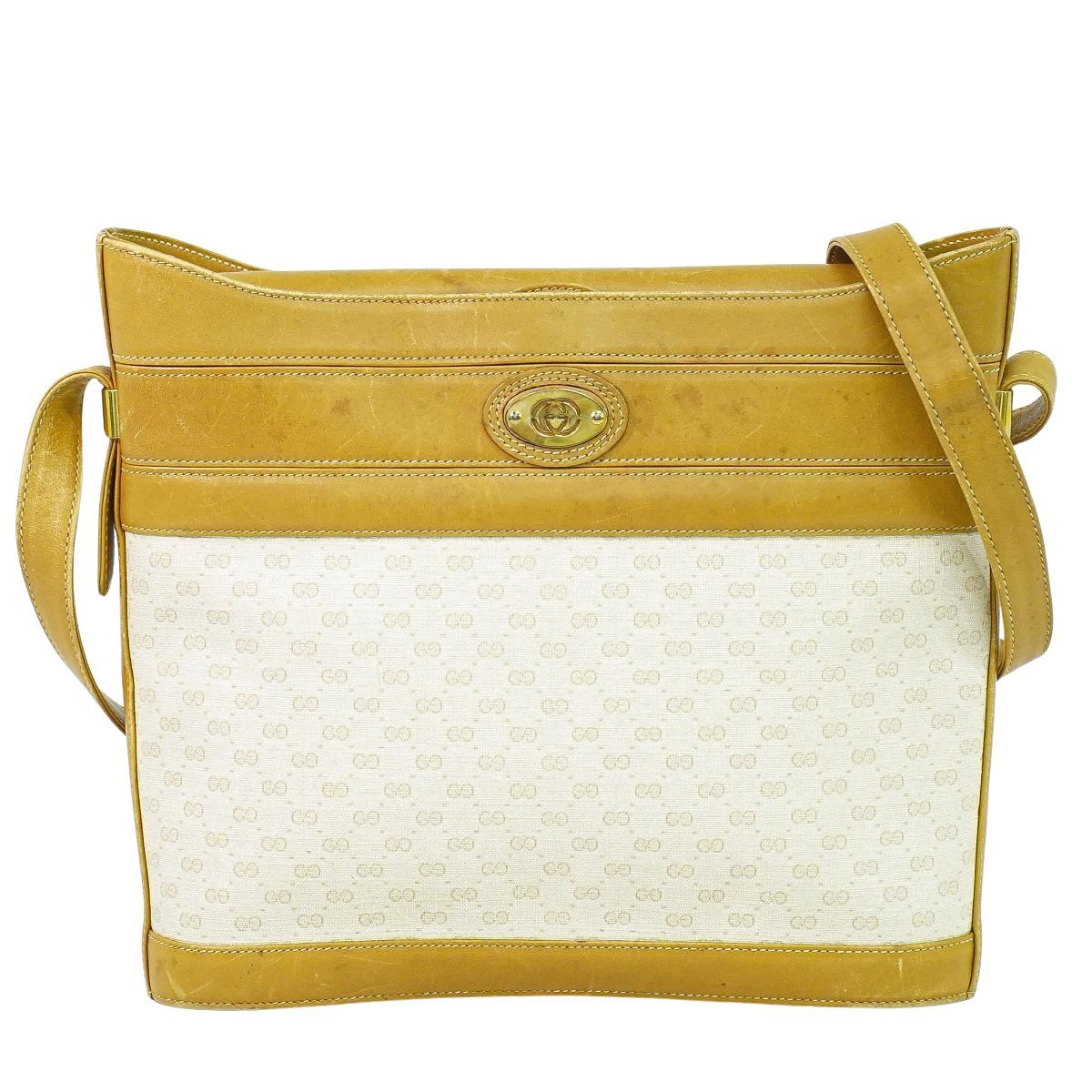 Gucci Vintage Micro GG Shoulder Bag Pochette Ivory Brown