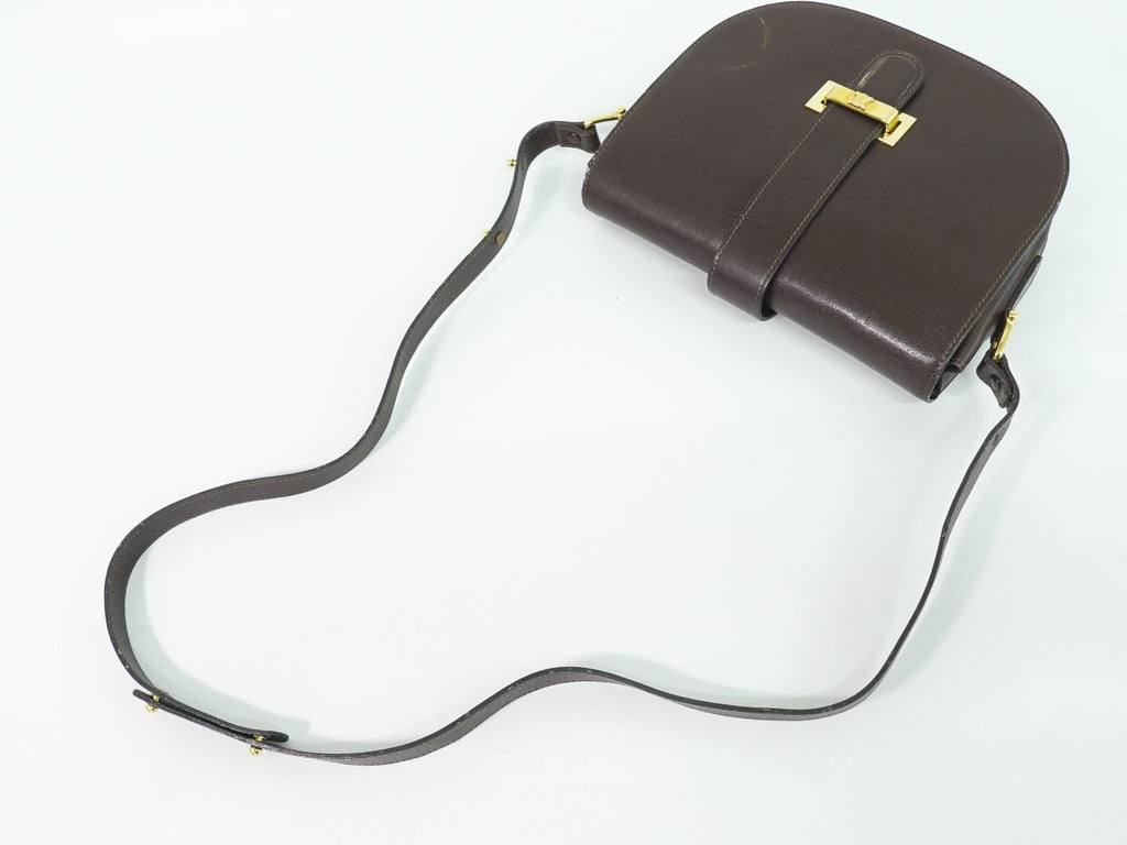 Celine Leather Shoulder Bag Pochette Brown — view 4
