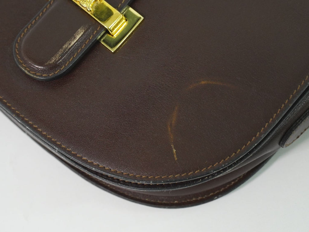 Celine Leather Shoulder Bag Pochette Brown — view 7