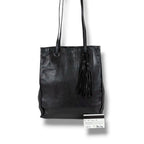 Prada Tote with Tassel Charm Shoulder Fringe Black Nappa Leather